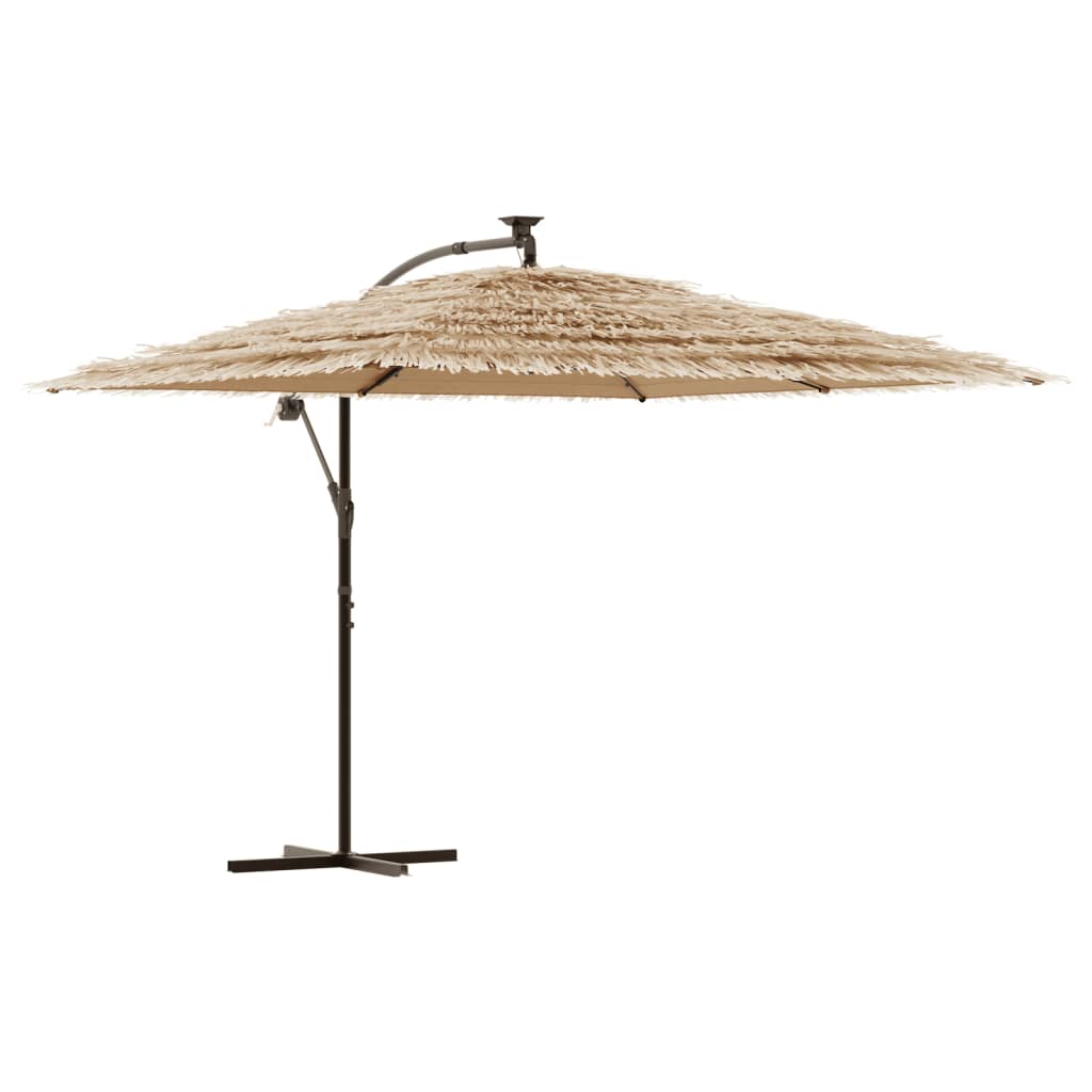 Vidaxl -parasol med lysdioder og stålstang 290x290x238 cm brun