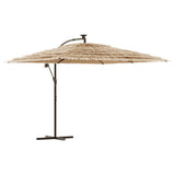 Vidaxl Parasol med lysdioder och stålstång 290x290x238 cm brunt