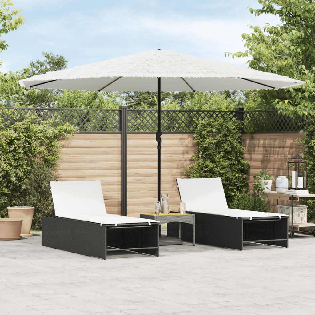 Vidaxl Parasol z jeklenim drogom 388x388x248 cm bela