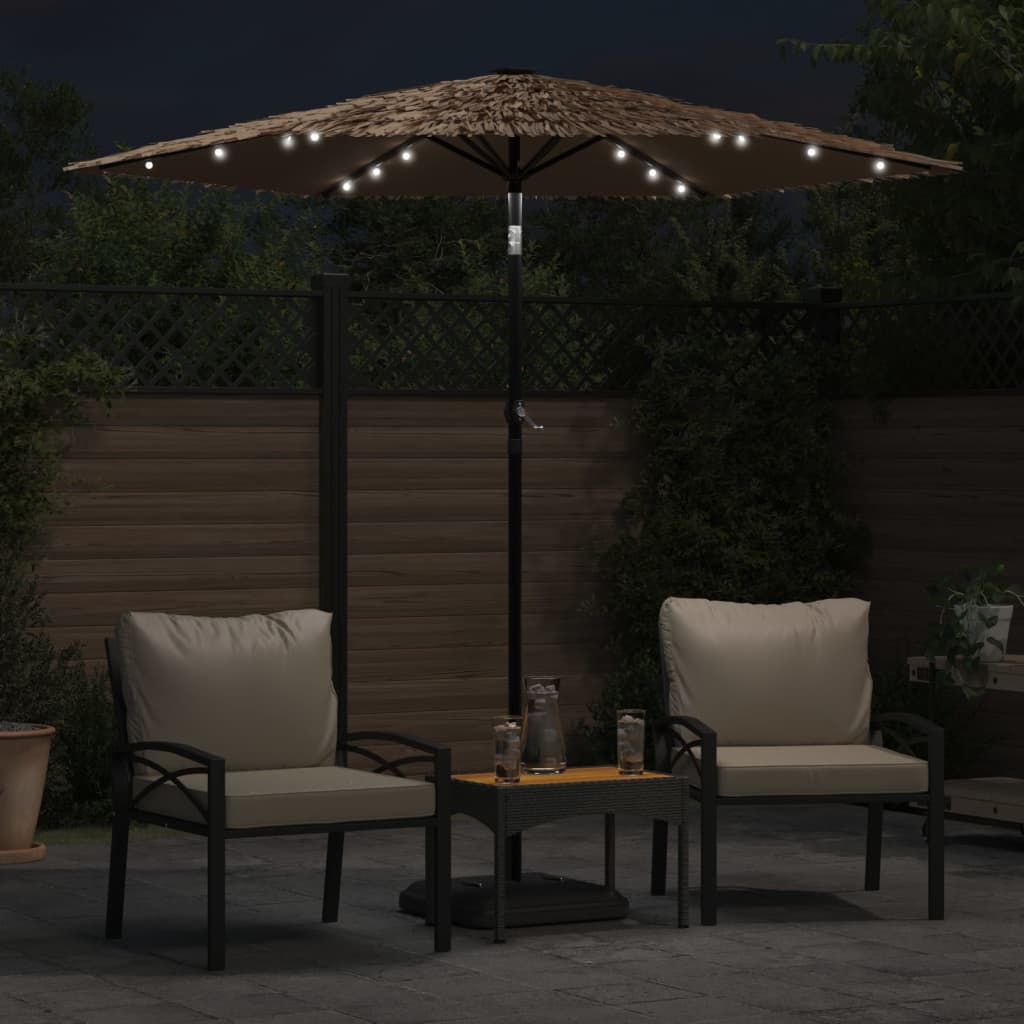 Vidaxl -Parasol mit LEDs und Stahlpol 223x223x213 cm Braun