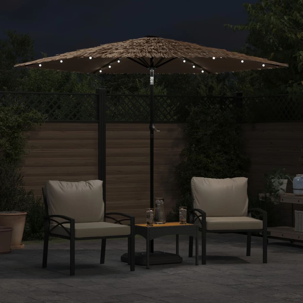 Vidaxl Parasol with LEDs and steel pole 268x268x226 cm brown