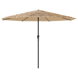 Parasol Vidaxl con LED y polo de acero 324x324x247 cm marrón