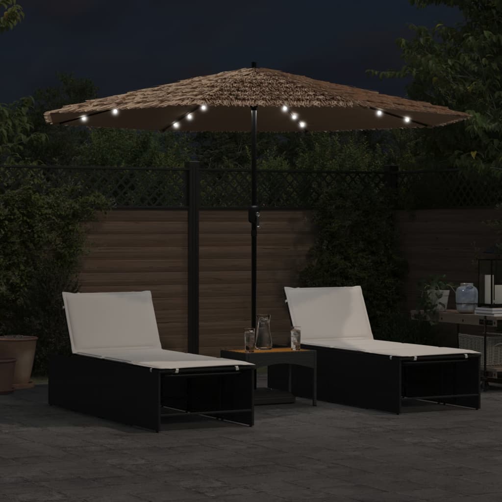 VidaXL Sonnenschirm mit LEDs und Stahlmast 324x324x247 cm braun