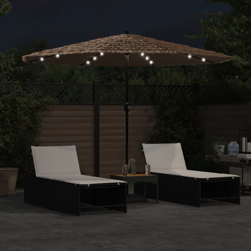 Vidaxl Parasol s LED a ocelový pól 324x324x247 cm hnědá