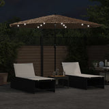 Vidaxl -Parasol mit LEDs und Stahlpol 324x324x247 cm Braun