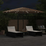 Vidaxl Parasol with LEDs and steel pole 388x388x248 cm brown