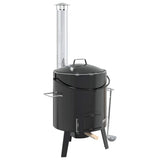 VidaXL Goulash Canon with chimney and lid enamelled steel black