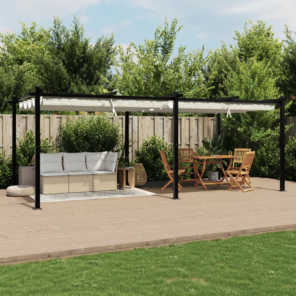 Vidaxl arbor with extendable roof 3x6 m aluminum cream colored