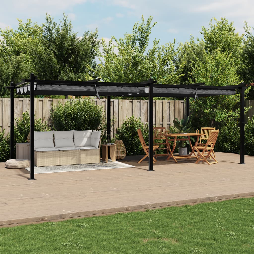 Vidaxl Arbor med utdragbart tak 3x6 m aluminium Anthracite -färgad