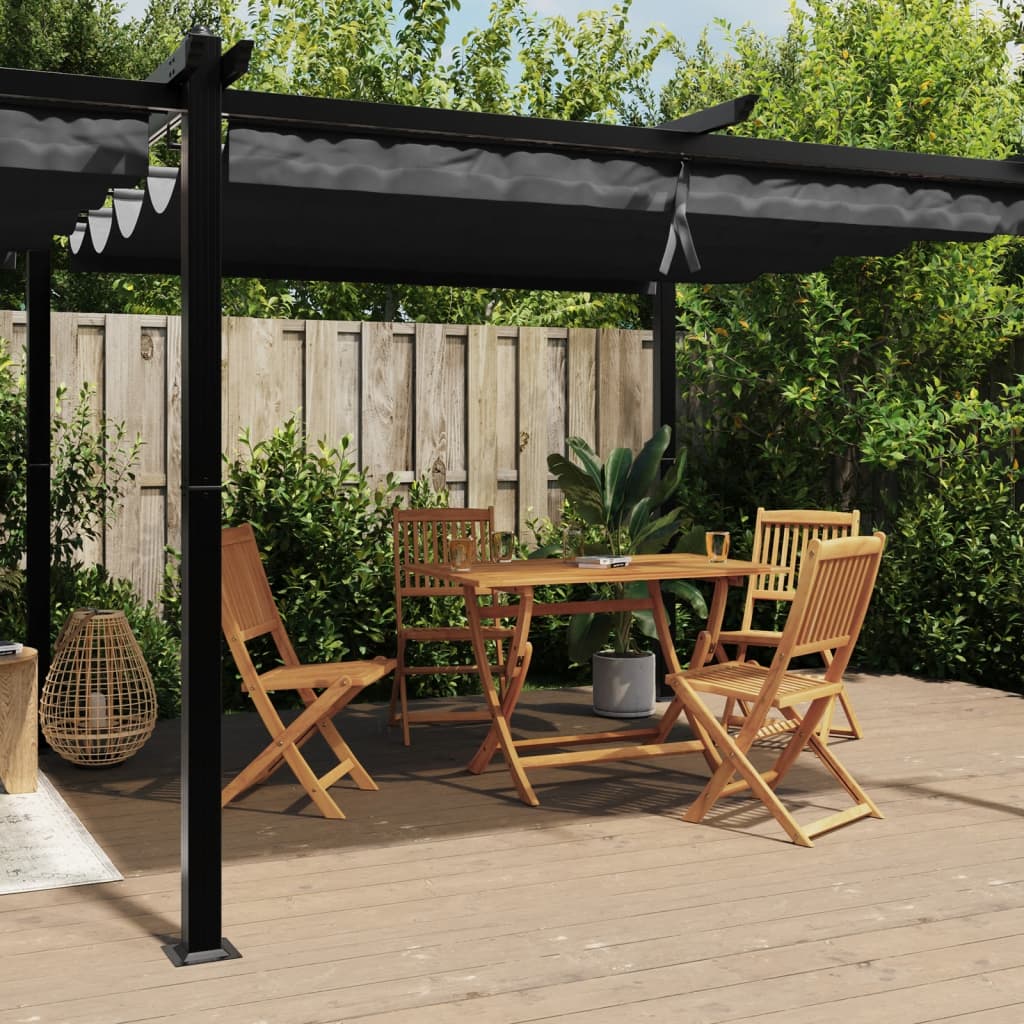 Vidaxl arbor with extendable roof 3x6 m aluminum anthracite -colored