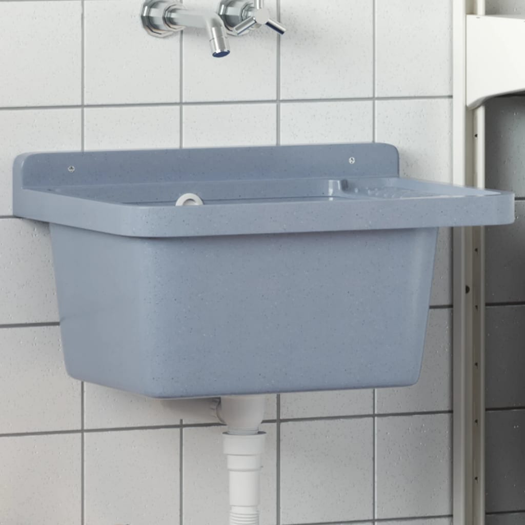 Vidaxl Washbasin Wall -Gray de resina de 50x35x24 cm