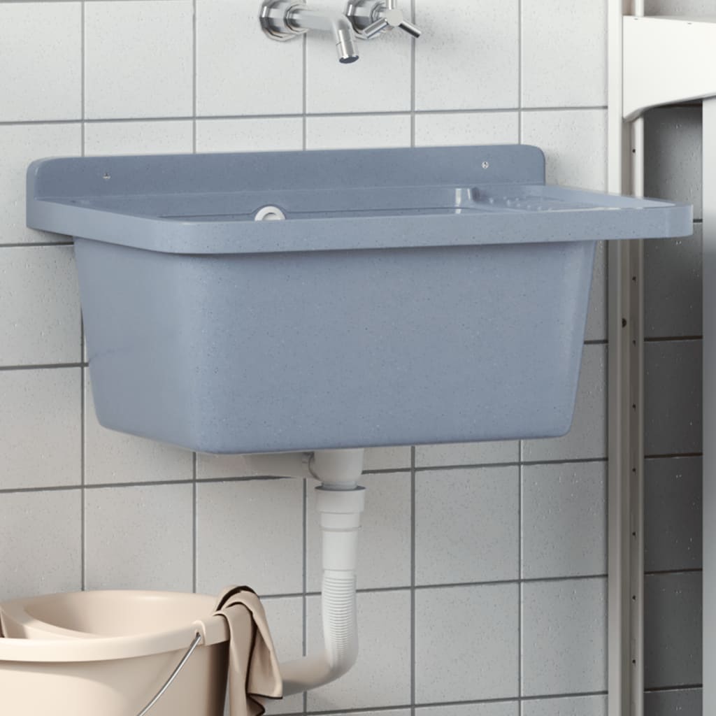 Vidaxl Washbasin Wall -namontovaná 60x40x28 cm pryskyřice šedá