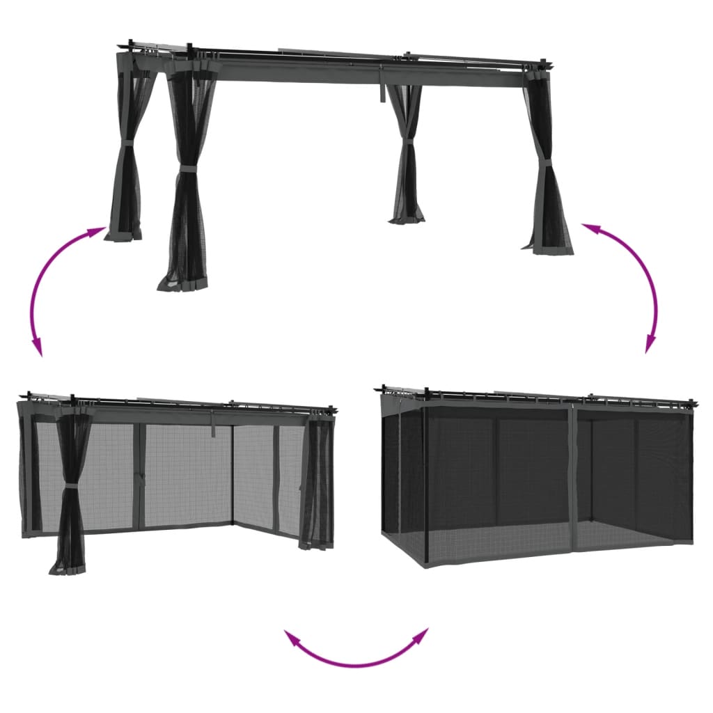 Vidaxx Pavillon mit Gitterseitenwänden 4x3 m Stahl Anthrazit