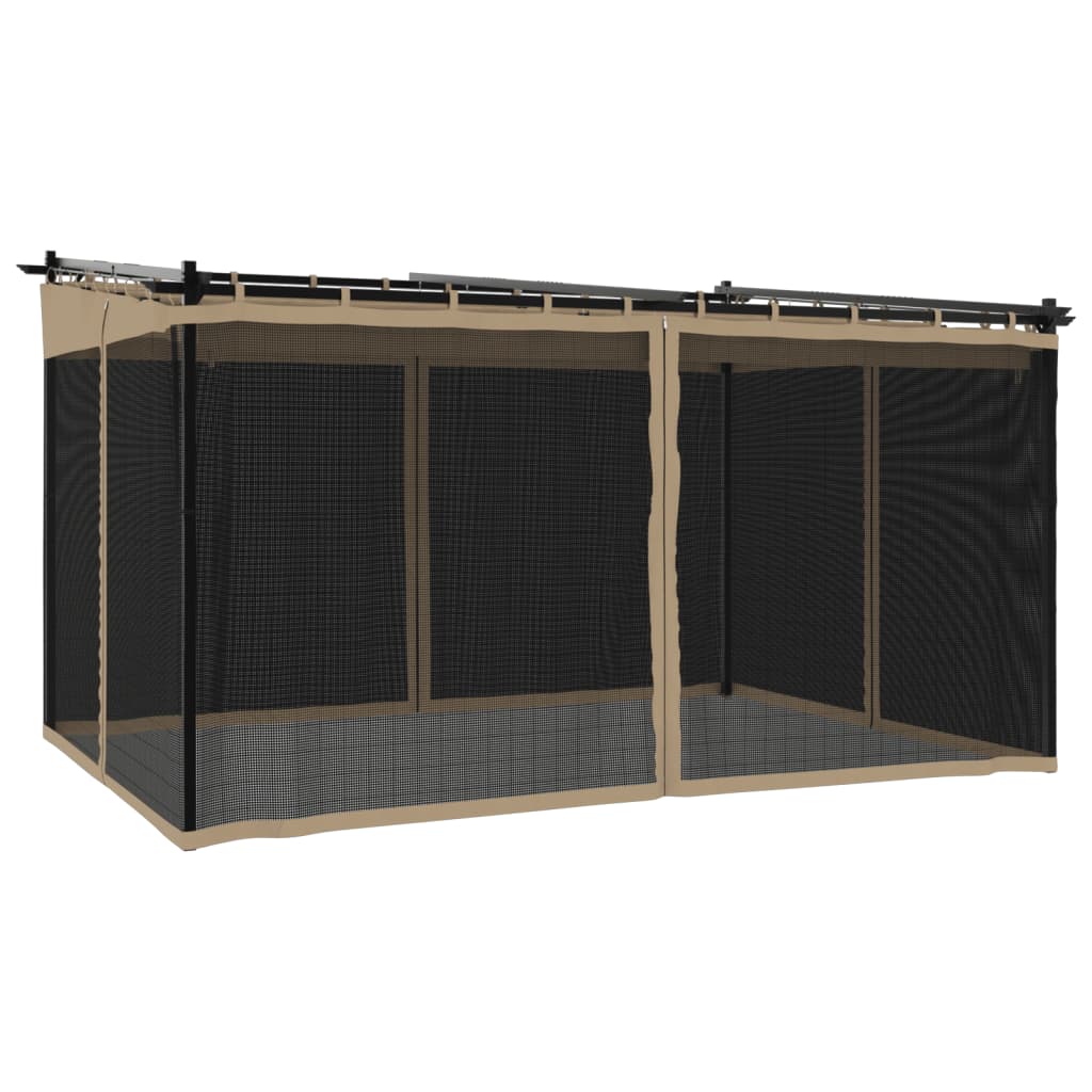 Vidaxx Pavillon mit Seitenwänden aus Mesh 4x3 m Stahl Taupe