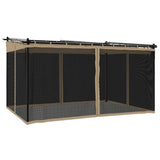 Vidaxx Pavillon mit Seitenwänden aus Mesh 4x3 m Stahl Taupe