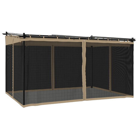 Vidaxx Pavillon mit Seitenwänden aus Mesh 4x3 m Stahl Taupe