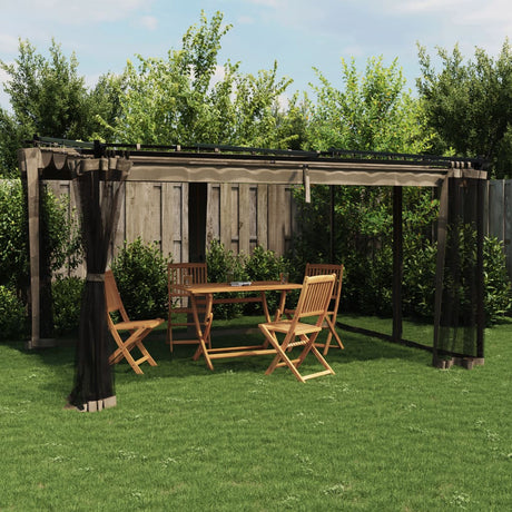 Vidaxx Pavillon mit Seitenwänden aus Mesh 4x3 m Stahl Taupe