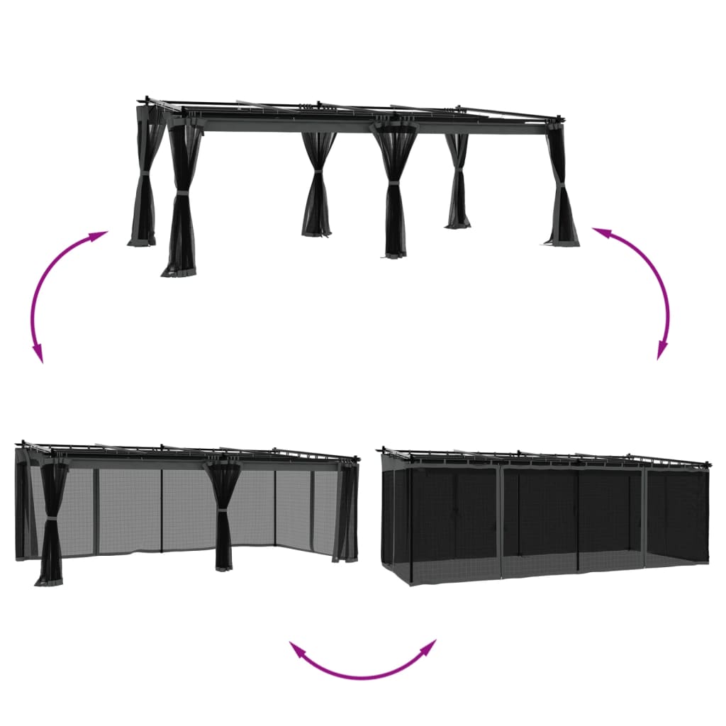 Vidaxl Arbor s bočními stěnami sítě 6x3 m ocelový antracity -