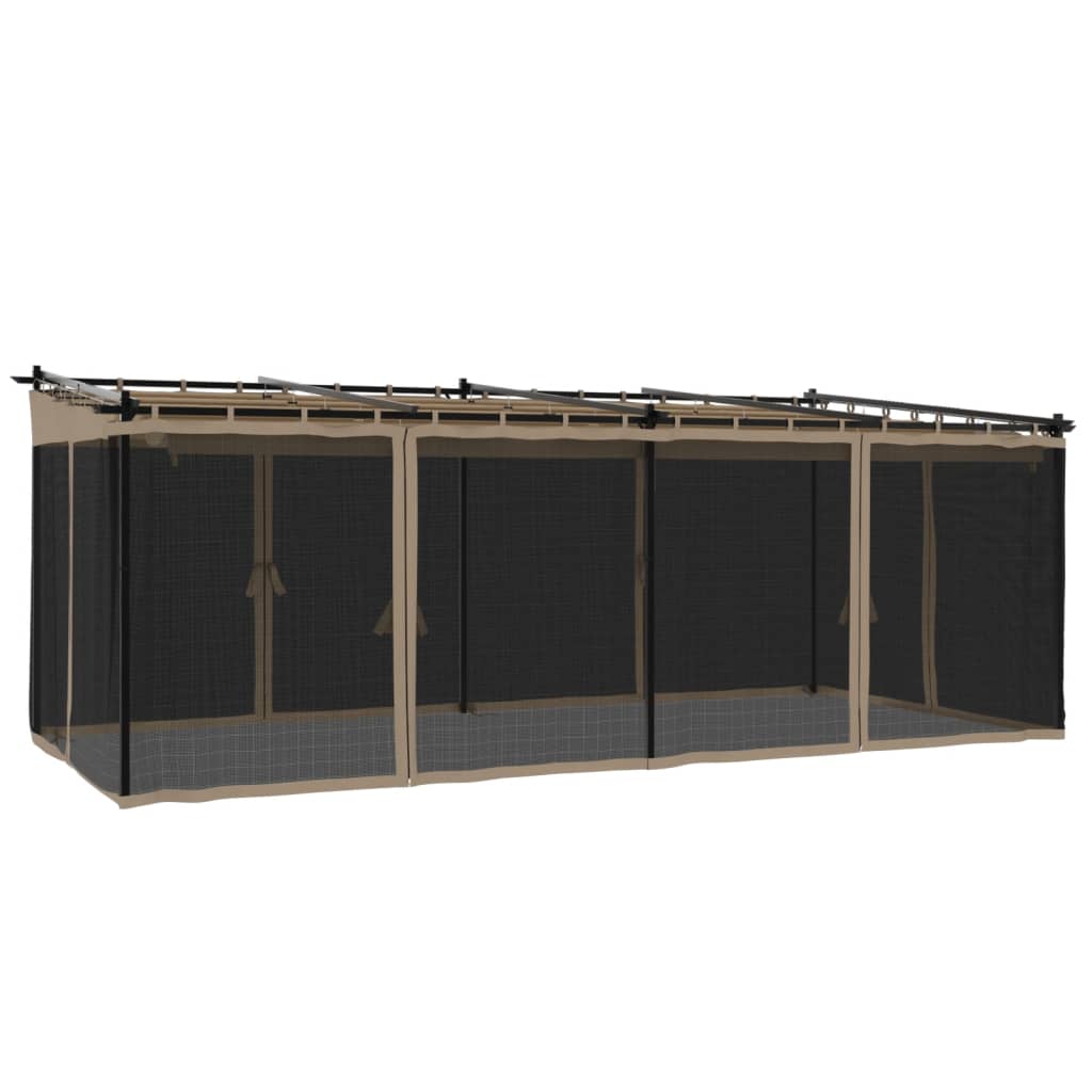 Arbor vidaxl avec parois latérales de maille 6x3 m en acier taupe