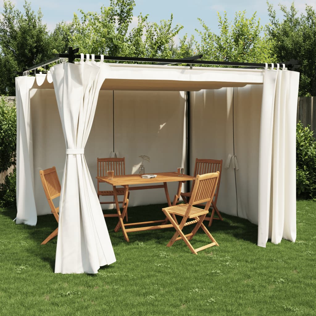 Vidaxx Pavillon mit Vorhängen 3x3 m Stahl cremefarben