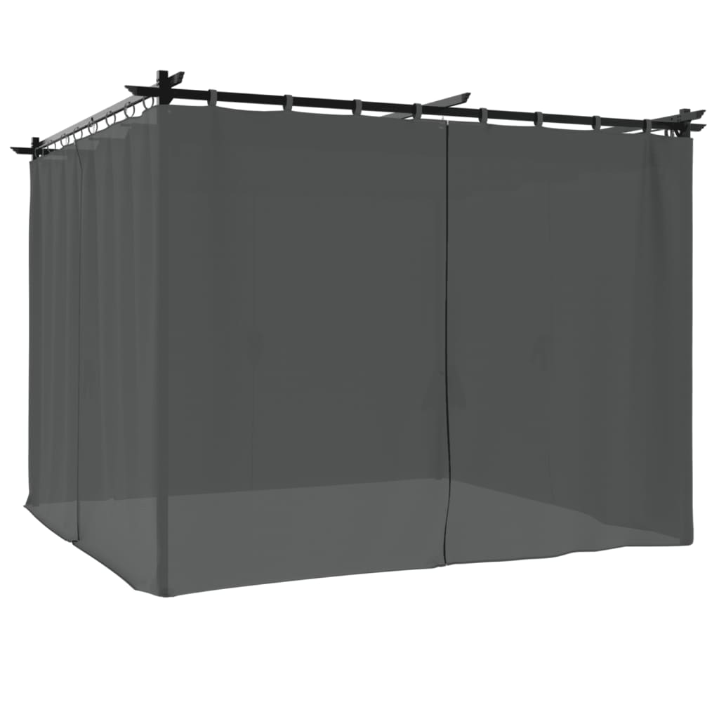 Vidaxl Arbor med gardiner 3x3 m stål Anthracite -färgad