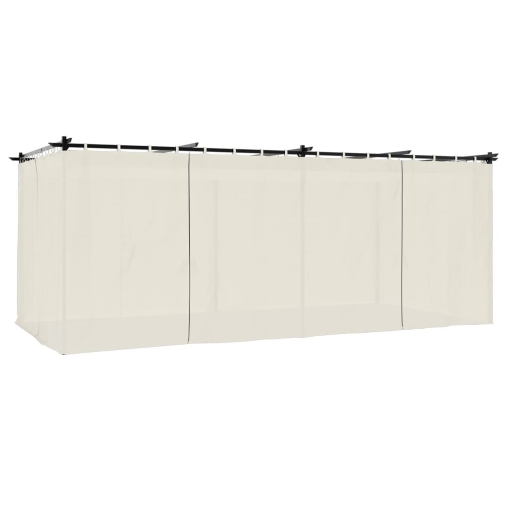 Vidaxl arbor with curtains 6x3 m steel cream -colored