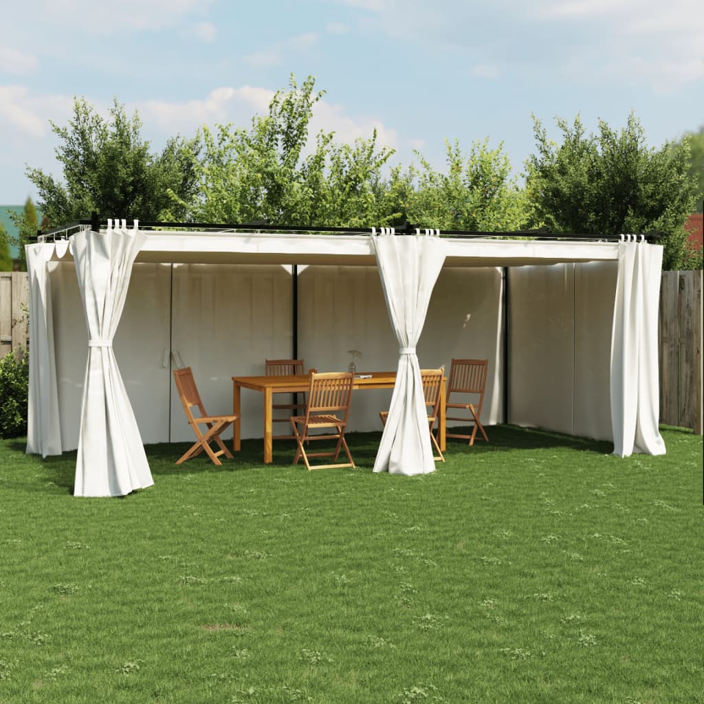 Vidaxl Arbor avec rideaux 6x3 m crème en acier -colore