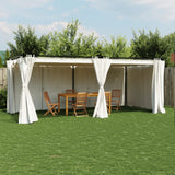 Vidaxl arbor with curtains 6x3 m steel cream -colored