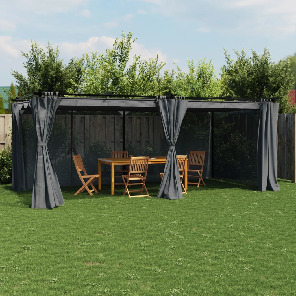 Vidaxl Arbor con tende 6x3 m in acciaio antracite