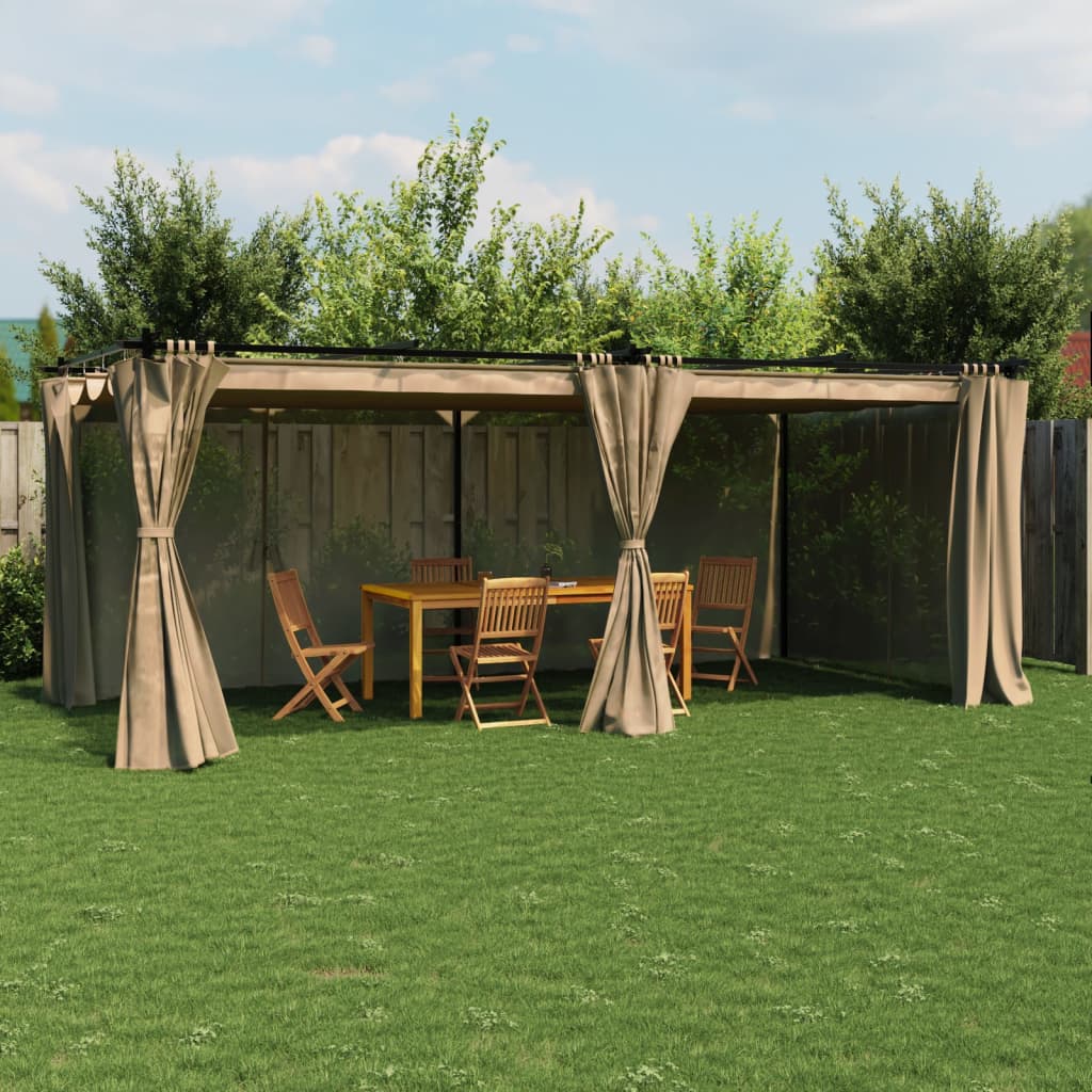 Arbor Vidaxl con cortinas 6x3 m de acero Tope