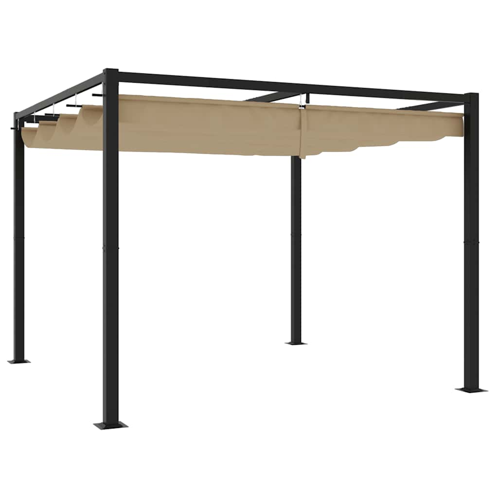 Arbor vidaxl avec toit extensible 3x3 m taupe en acier