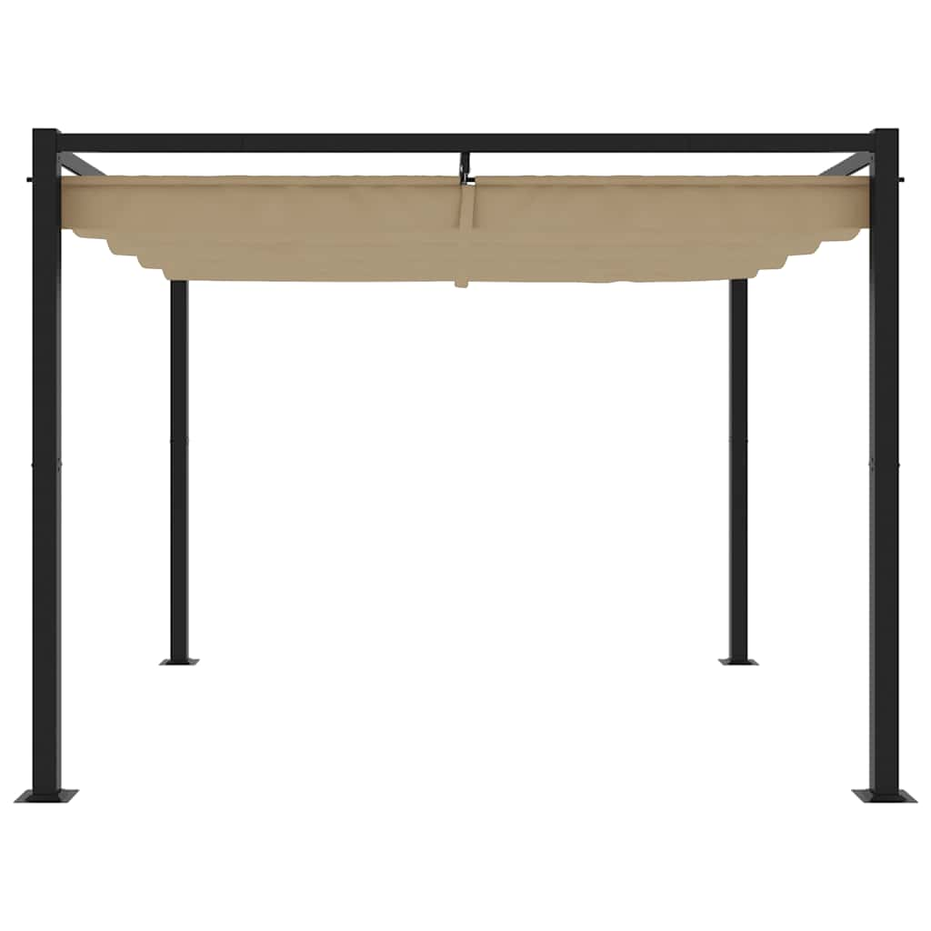 Arbor vidaxl avec toit extensible 3x3 m taupe en acier