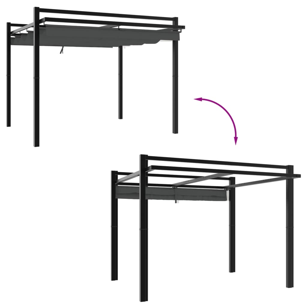 Vidaxl -Laube mit ausziehbarem Dach 3x3 M Aluminium Anthrazit -ausgelöst