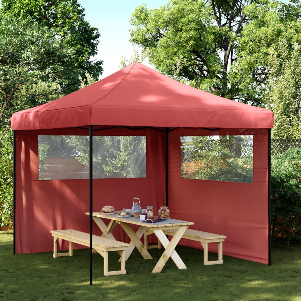 Vidaxl PartyTent Plegable plegable con 2 paredes laterales Burdeos Red