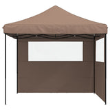 Vidaxl Partytent Foldable Pop-Up With 2 Side Walls Brown