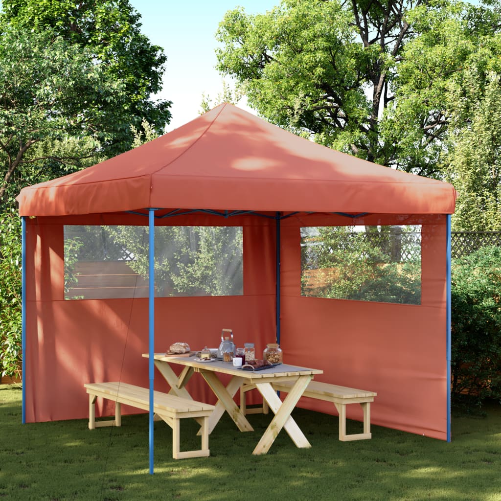 Vidaxl Partytent flappbar Pop-up mat 2 Säitewänn Terracotta-faarweg