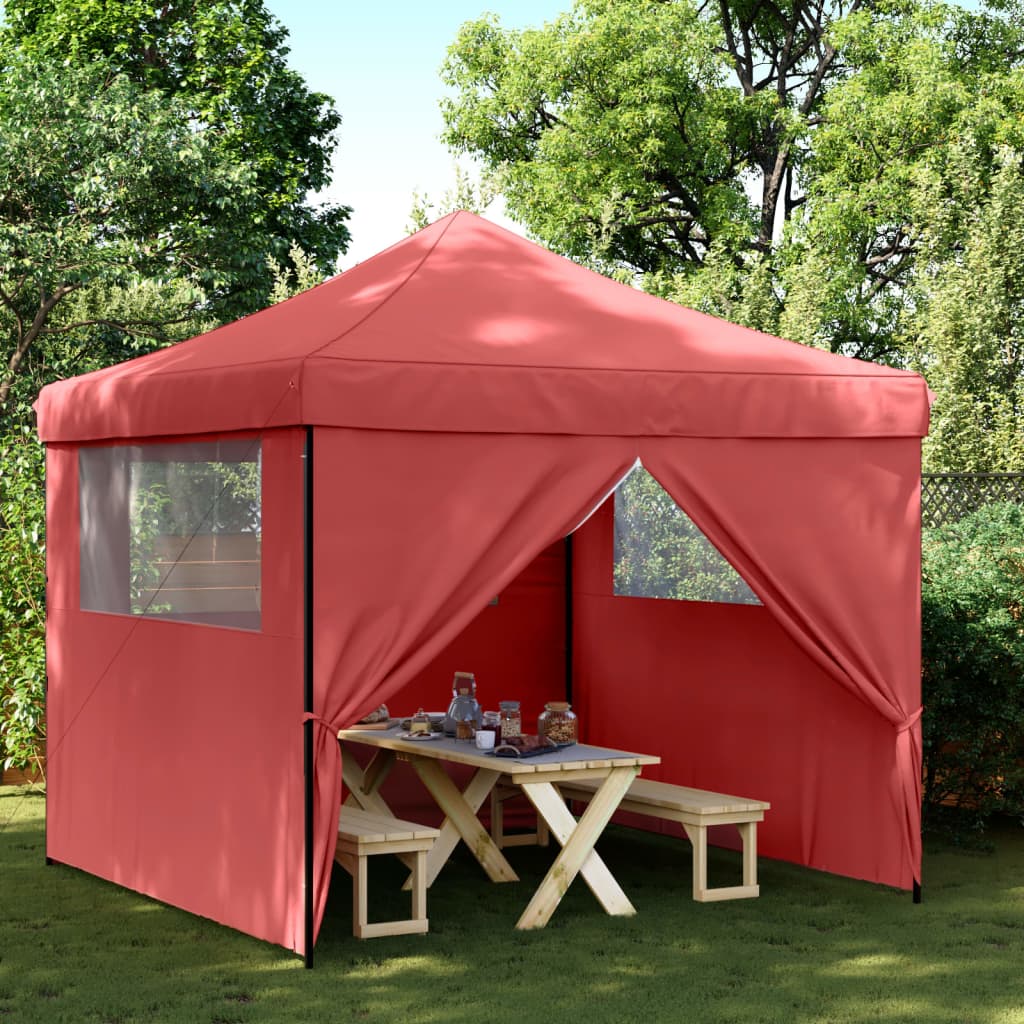 Vidaxl PartyTent fällbar pop-up med 4 sidoväggar Bordeaux Red