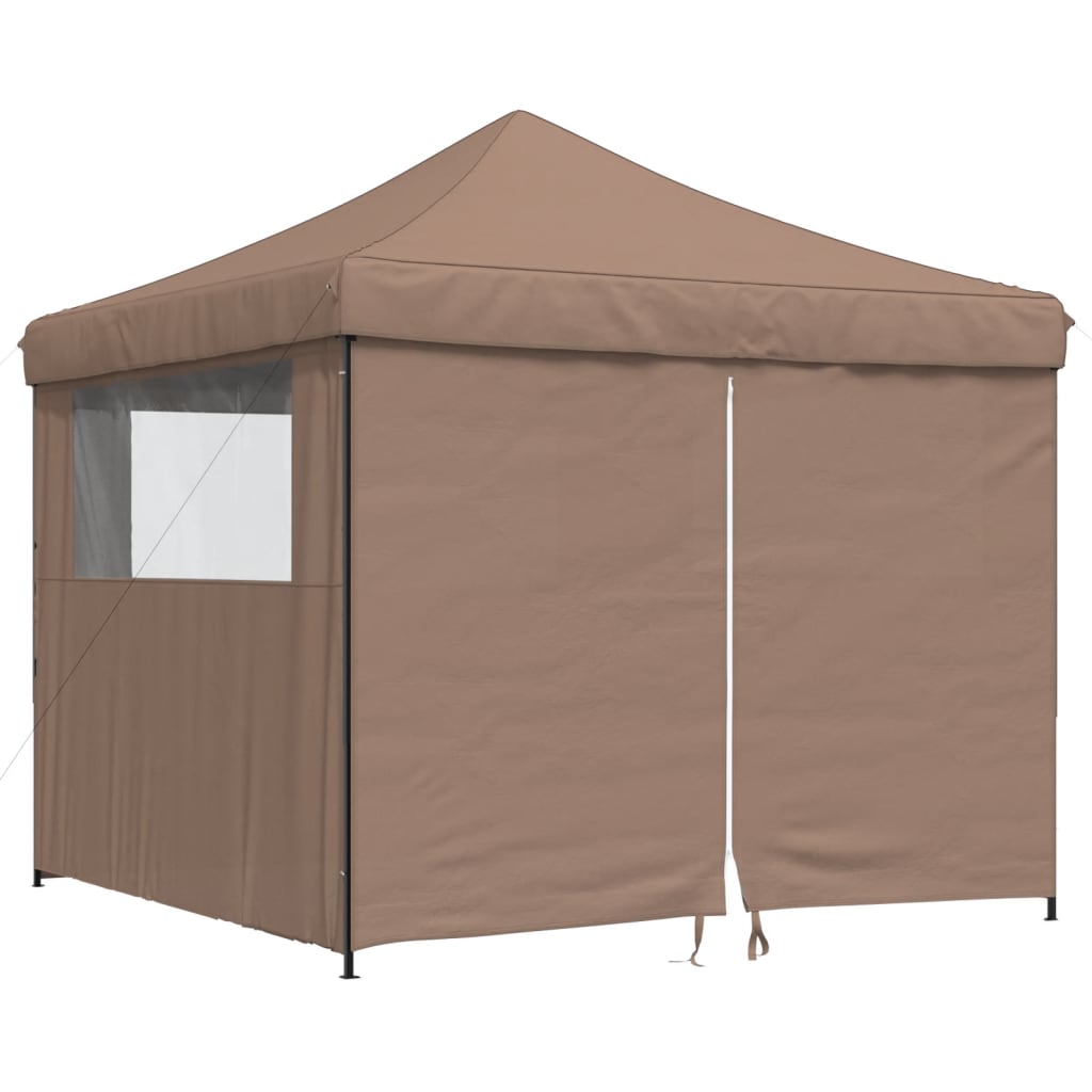 Vidaxl Partytent Foldable Pop-Up With 4 Side Walls Brown