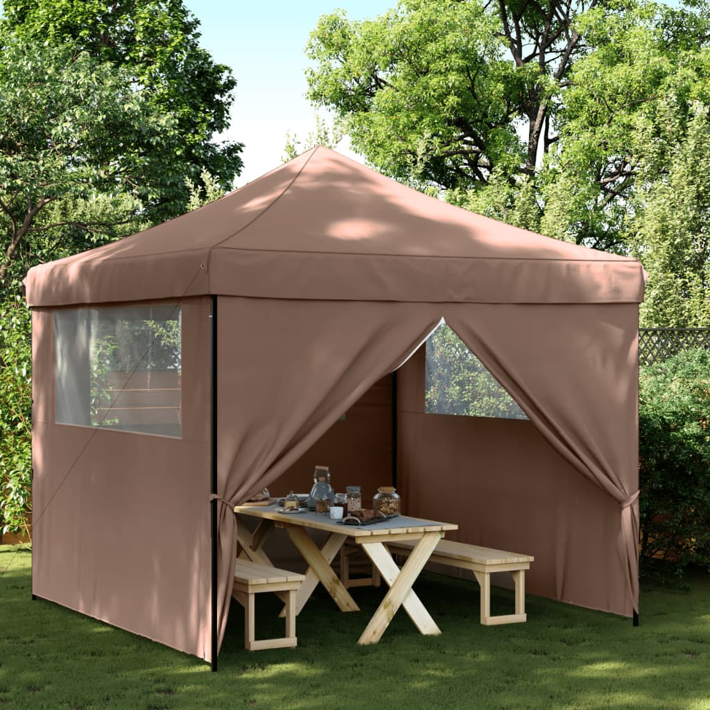 Vidaxl Partytent Foldable Pop-Up With 4 Side Walls Brown