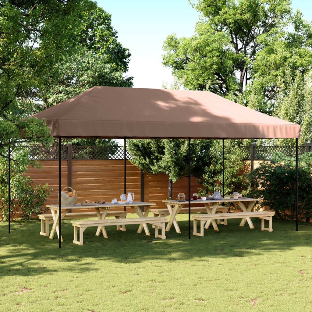 Vidaxl Partytent zložljivo pojavno okno 580x292x315 cm rjava