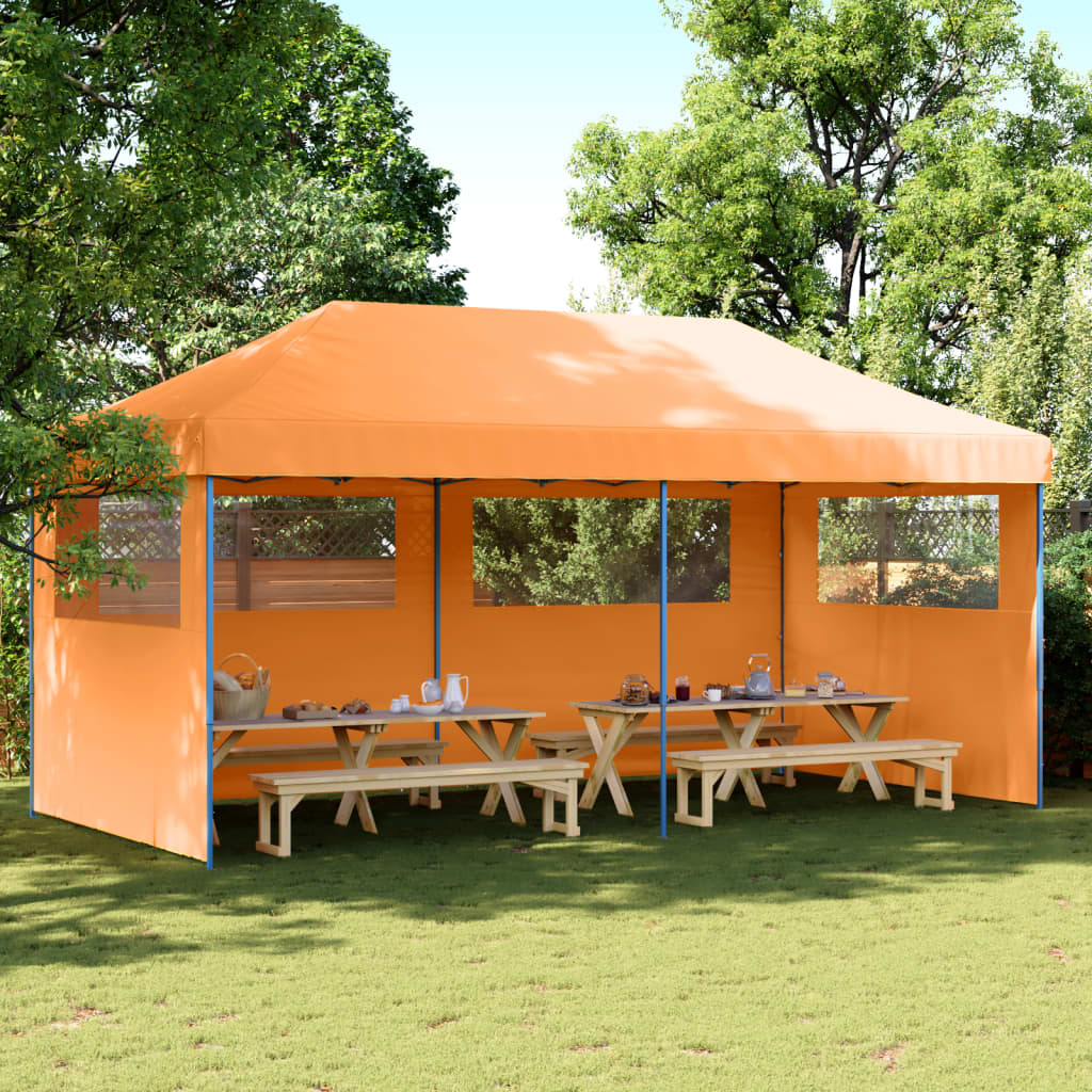 Vidaxl Partytent Foldable Pop-Up With 3 Side Walls Orange