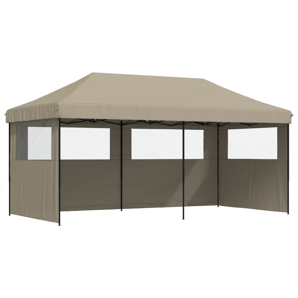 Vidaxl PartyTent sammenleggbar pop-up med 3 sidevegger taupe