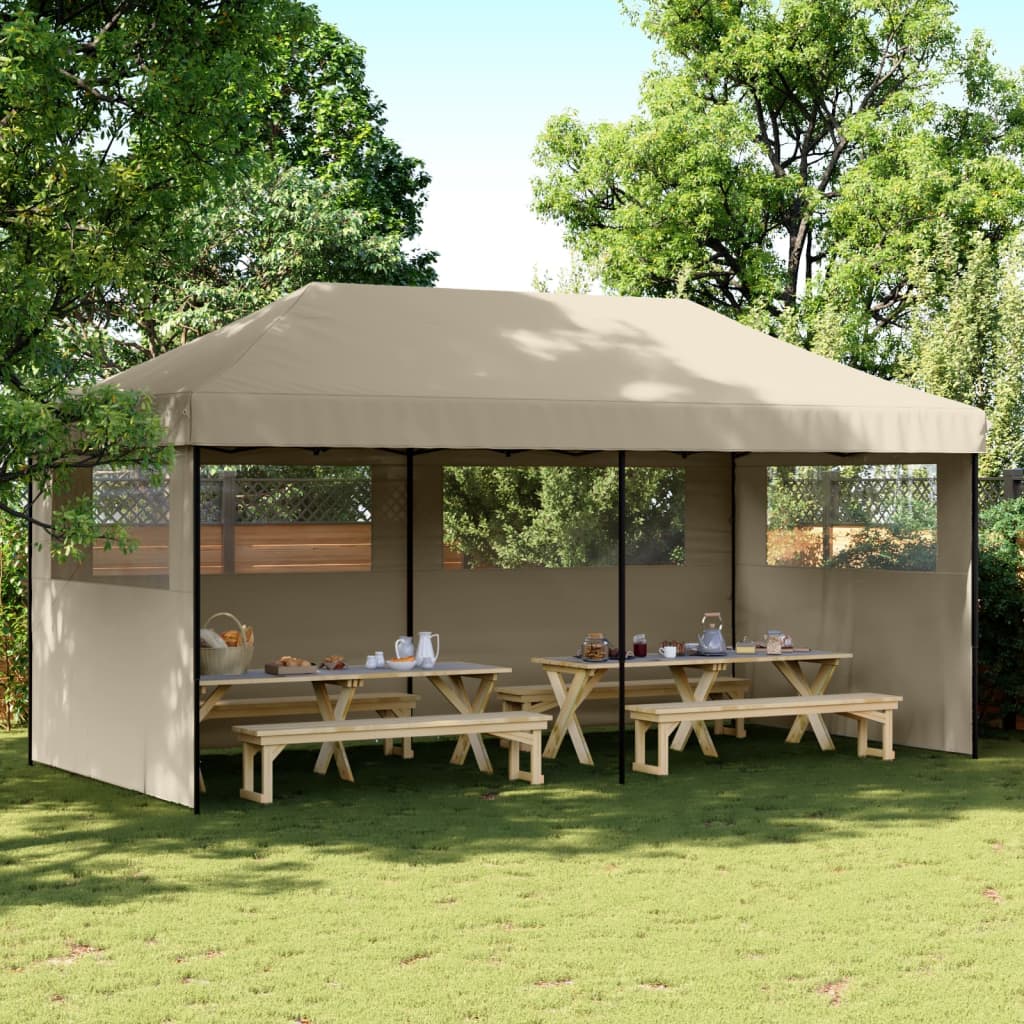 Vidaxl Partytent Polable Polable avec 3 murs latéraux taupe