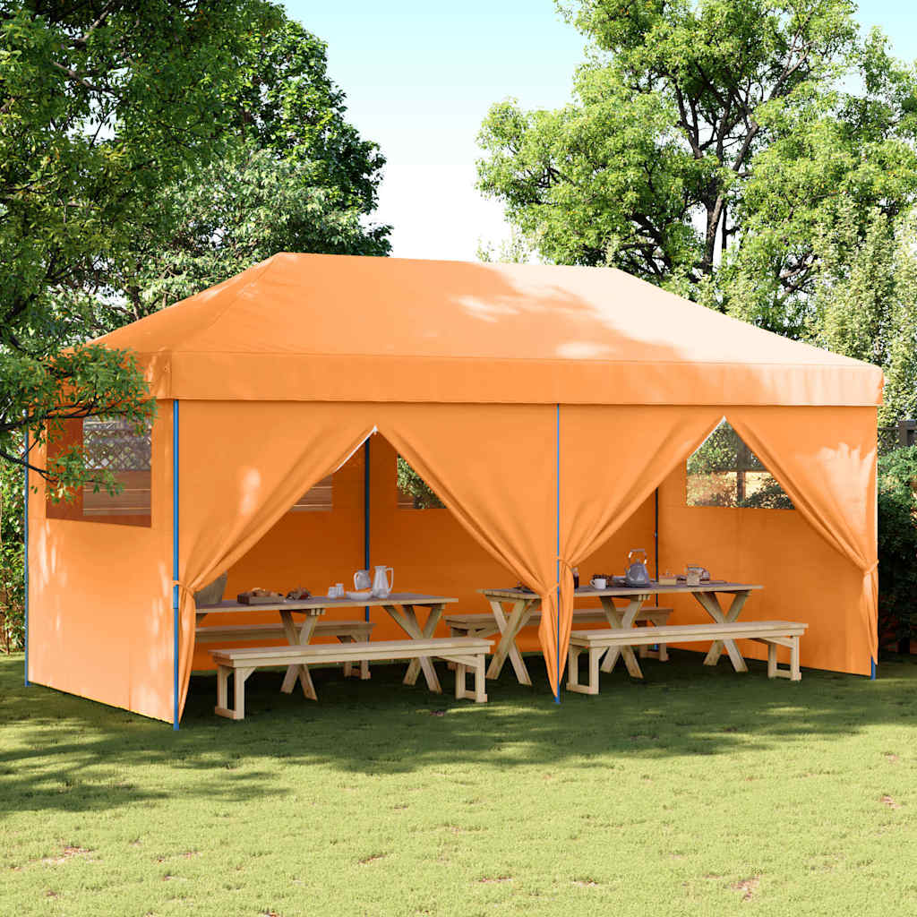 Vidaxl partytent inklapbaar pop-up met 4 zijwanden oranje