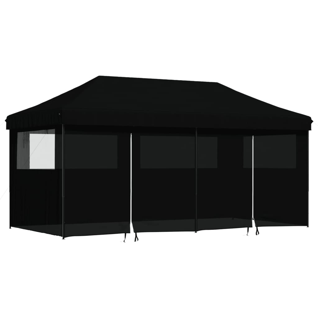 Vidaxl Partytent Foldable Pop-Up With 4 Side Walls Black