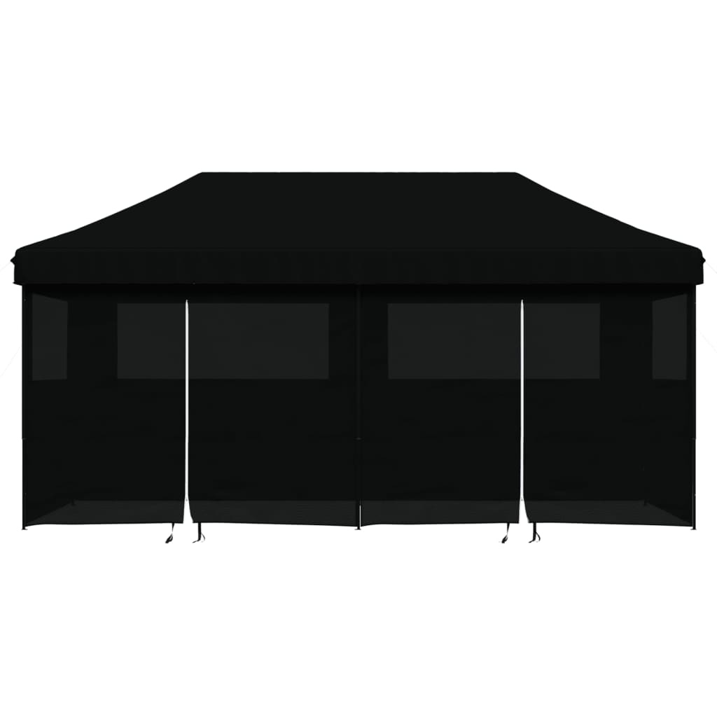 Vidaxl PartyTent Plegable plegable con 4 paredes laterales negros