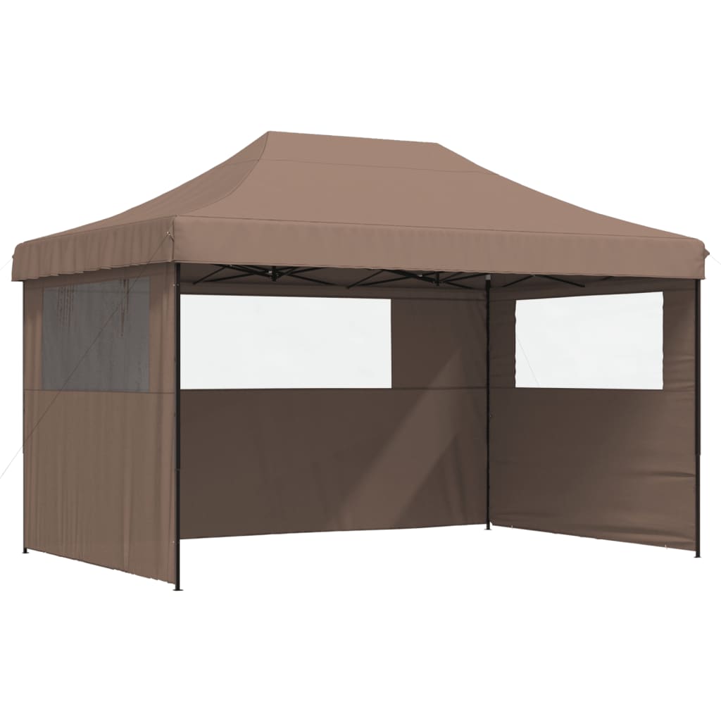 Vidaxl Partytent Foldable Pop-Up With 3 Side Walls Brown