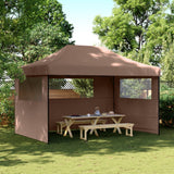 Vidaxl Partytent Foldable Pop-Up With 3 Side Walls Brown