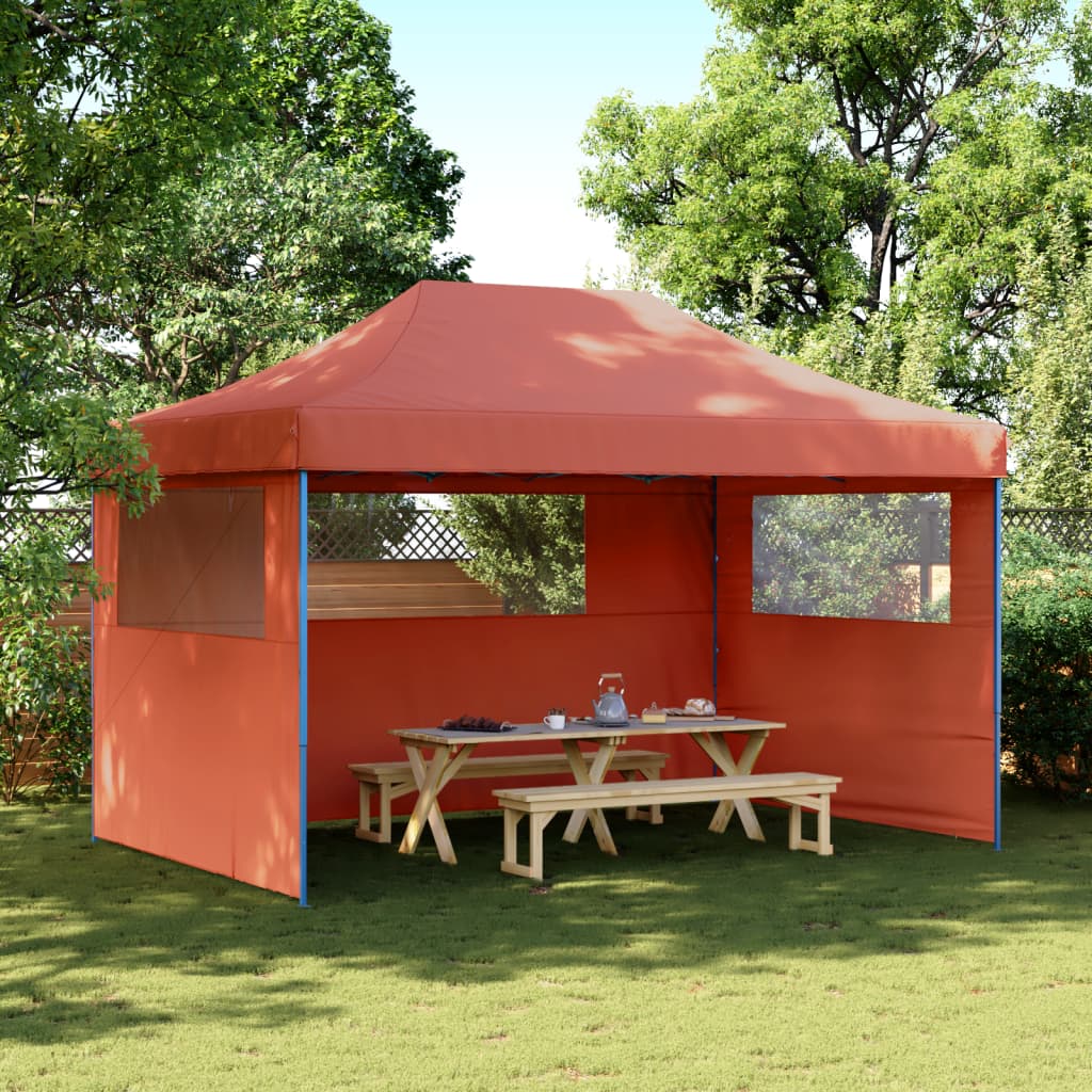 Vidaxl PartyTent sammenleggbar pop-up med 3 sidevegg Terracotta-farget