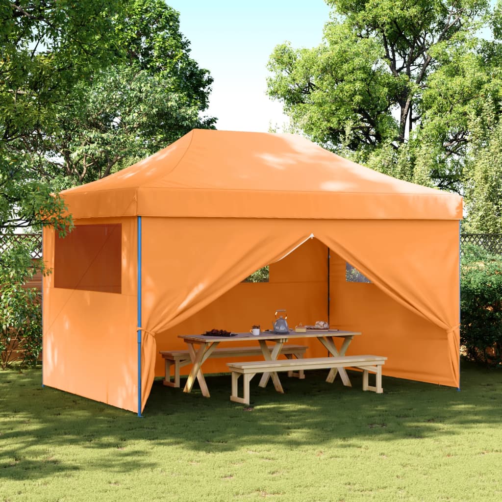 Vidaxl Partytent Foldable Pop-Up With 4 Side Walls Orange